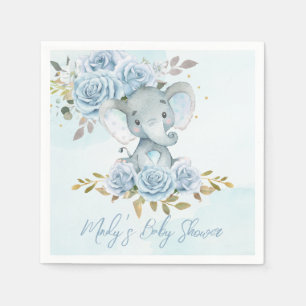 Guardanapo De Papel Chá de fraldas Floral de Elefante de Cor Azul Bebê