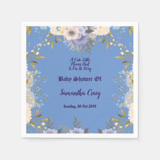 Guardanapo De Papel Chá de fraldas Floral de Flor Azul Pastel Pequeno