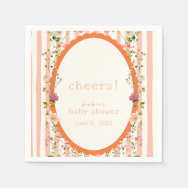 Guardanapo De Papel Chá de fraldas Floral de Jardim de Stripes Rosa