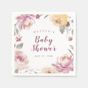 Guardanapo De Papel chá de fraldas floral de pêssego aquarela