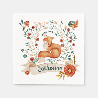 Guardanapo De Papel Chá de fraldas floral de raposa-branca