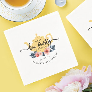 Guardanapo De Papel Chá de fraldas floral do tea party do bule do