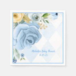 Guardanapo De Papel Chá de fraldas Floral Dourado Azul Napkins