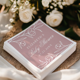 Guardanapo De Papel Chá de fraldas Floral Dusty Elegante Desenhado