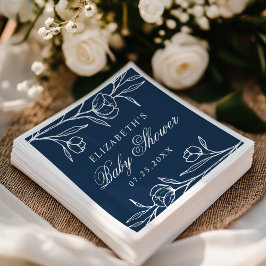 Guardanapo De Papel Chá de fraldas Floral Elegante Desenhado