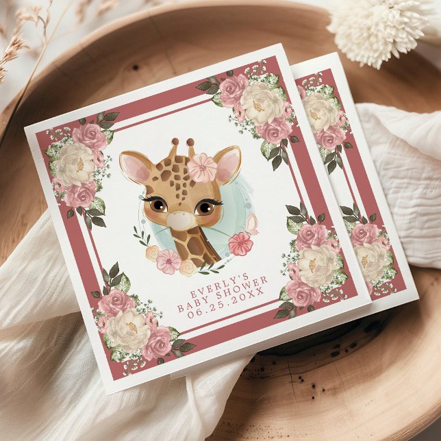 Guardanapo De Papel Chá de fraldas Floral Girafa de Aquarela (Criador carregado)