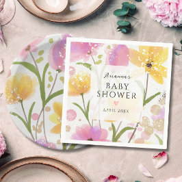 Guardanapo De Papel Chá de fraldas Floral Rosa Elegante