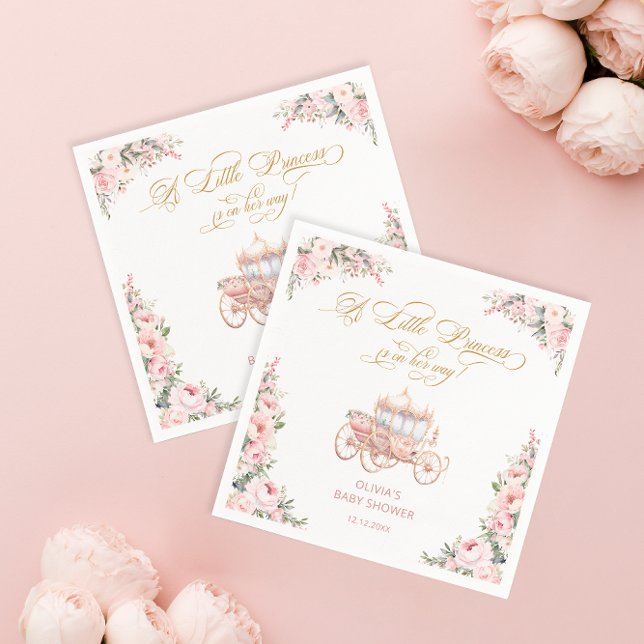 Guardanapo De Papel Chá de fraldas Floral Rosa-Rosa-Blush da Princesa  (Criador carregado)