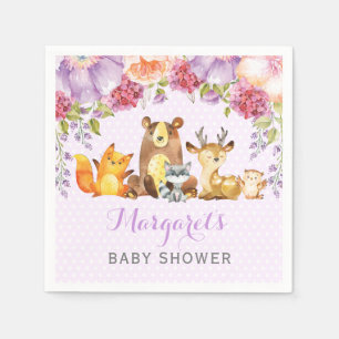 Guardanapo De Papel Chá de fraldas floral roxo dos animais da florest