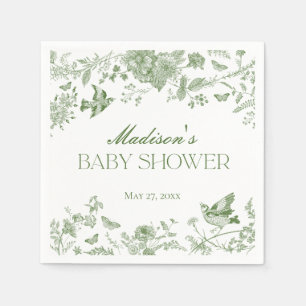 Guardanapo De Papel Chá de fraldas Floral Verde Toile De Jouy Vintage