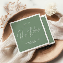 Guardanapo De Papel Chá de fraldas gêmeo moderno sábado verde elegante
