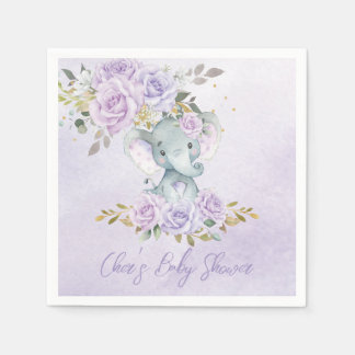 Guardanapo De Papel Chá de fraldas Gêmeos Elefantes Florais Bebês Roxo