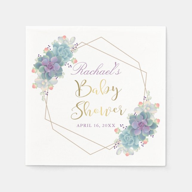 Guardanapo De Papel Chá de fraldas Geométrico Dourado com Sucultura de (Frente)