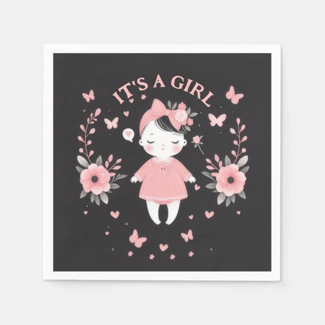 Guardanapo De Papel Chá de fraldas Gótico preto-e-rosa (Frente)