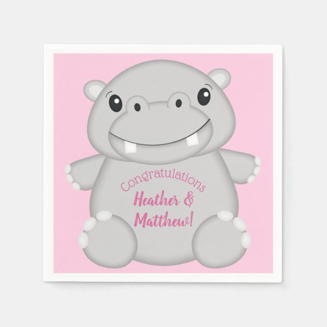 Guardanapo De Papel Chá de fraldas Hippo Rosa (Frente)