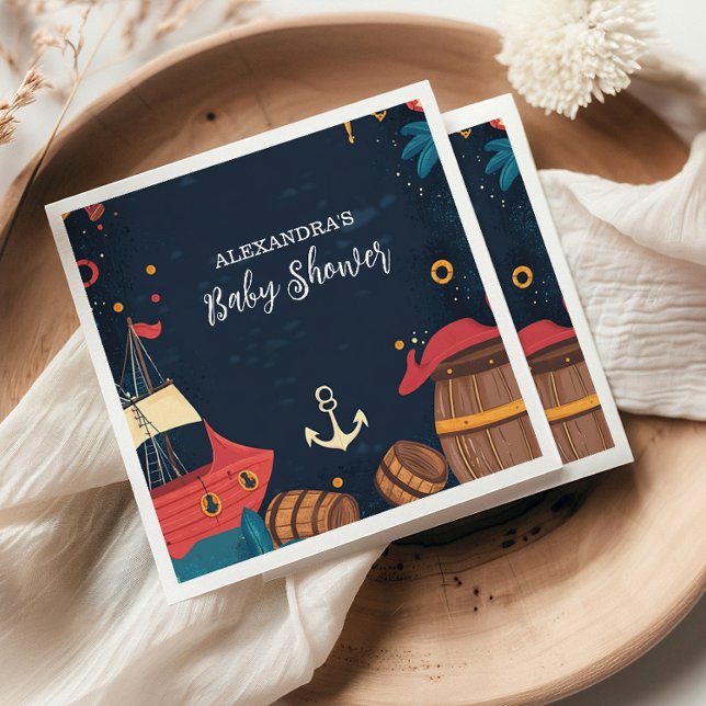 Guardanapo De Papel Chá de fraldas marinho Azul de Pirata Náutica (Criador carregado)