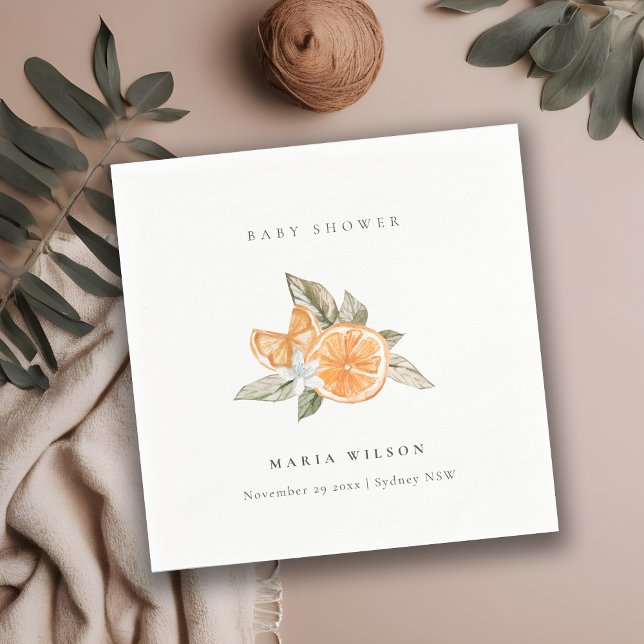 Guardanapo De Papel Chá de fraldas Mínimo Laranja Botânico Leafy Boho (Criador carregado)