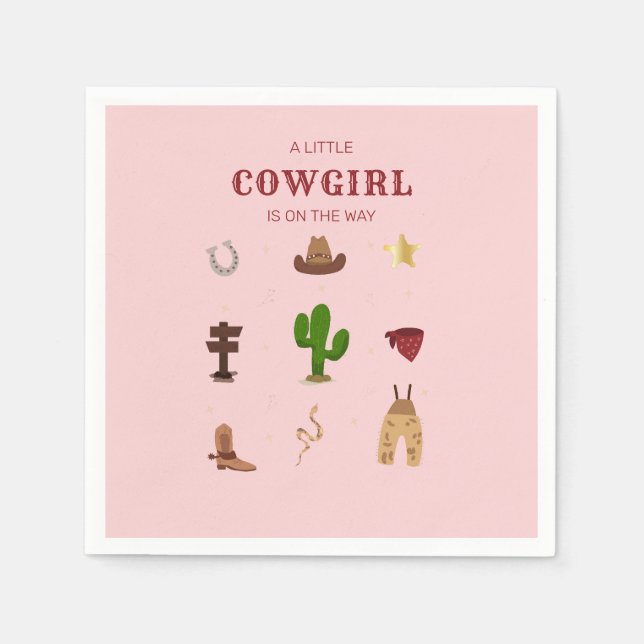 Guardanapo De Papel Chá de fraldas Mínimo Rosa de Rodeo Cowgirl (Frente)
