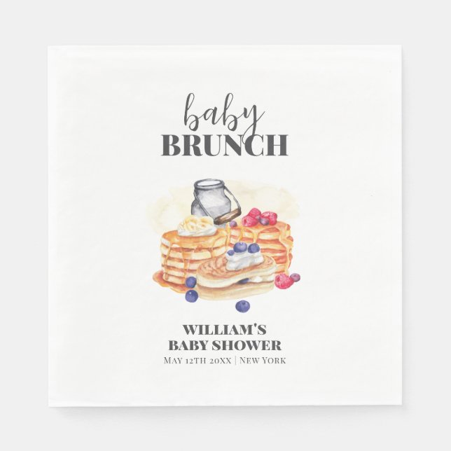 Guardanapo De Papel Chá de fraldas Moderno de Berry Pancake Brunch (Frente)
