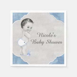 Guardanapo De Papel Chá de fraldas Pastel Blue Vintage Little Boy