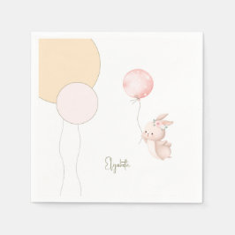 Guardanapo De Papel Chá de fraldas Personalizado Blush Bunny Balloons