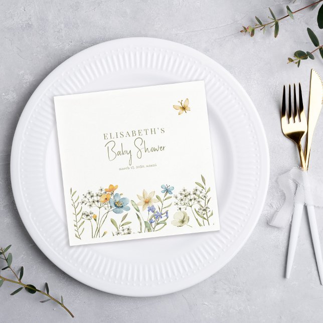 Guardanapo De Papel Chá de fraldas personalizado boho primavera floral (Criador carregado)