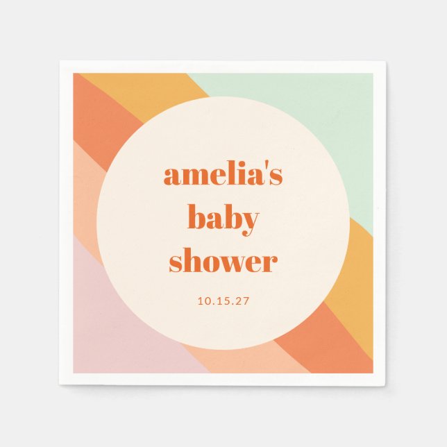 Guardanapo De Papel Chá de fraldas Personalizado de Faixa Laranja de B (Frente)