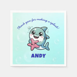 Guardanapo De Papel Chá de fraldas Personalizado de Tubarão Kawaii Cut