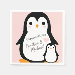 Guardanapo De Papel Chá de fraldas Pinguim Bonito Menina Rosa