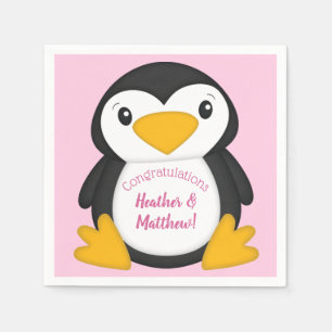 Guardanapo De Papel Chá de fraldas pinguim rosa