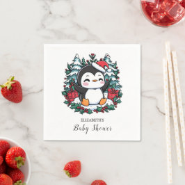 Guardanapo De Papel Chá de fraldas Pinguim Simples Floco de Neve