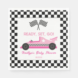 Guardanapo De Papel Chá de fraldas Pink Black Race Car Ready Set Go