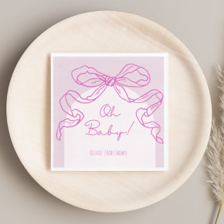 Guardanapo De Papel Chá de fraldas Retro-Rosa Mão-Rosa Branco Desenhad