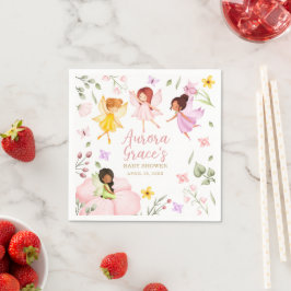 Guardanapo De Papel Chá de fraldas Rosa de Jardim Encantado com Fada M