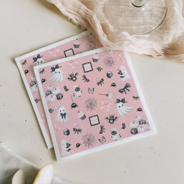 Guardanapo De Papel Chá de fraldas Rosa do Pequeno Boo Halloween (Criador carregado)