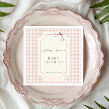 Chá de fraldas Rosa Gingham Napkin com Arco