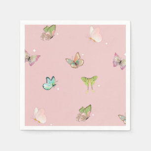 Guardanapo De Papel Chá de fraldas Rosa Púrpura da Borboleta