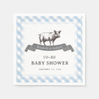 Chá de fraldas Rustic Blue Gingham CHURRASCO Bibs 