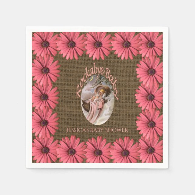 Guardanapo De Papel Chá de fraldas Rustic Burlap | Cor-de-rosa (Frente)