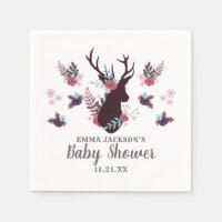 Chá de fraldas Rustic Deer Head Mauve Floral