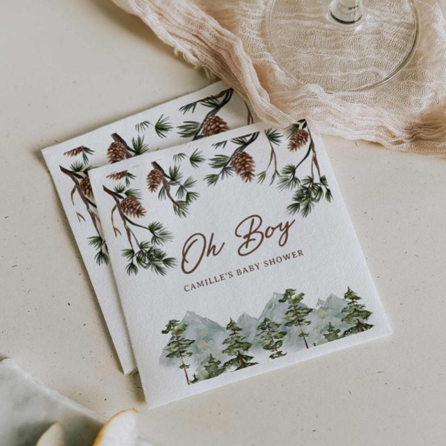 Guardanapo De Papel Chá de fraldas Rustic Forest Boy (Oh Baby Rustic Woodland Baby Shower Paper Napkins
)