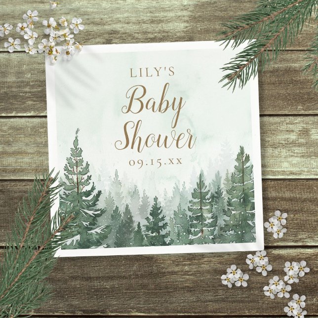 Guardanapo De Papel Chá de fraldas Rustic Pine Tree Forest (Rustic Pine Tree Forest Baby Shower Napkins)