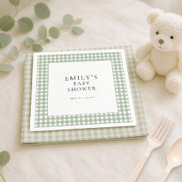 Guardanapo De Papel Chá de fraldas Rustic Sage Green Gingham