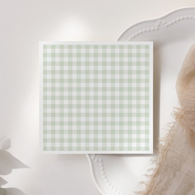 Guardanapo De Papel Chá de fraldas Sage Green Gingham (Criador carregado)