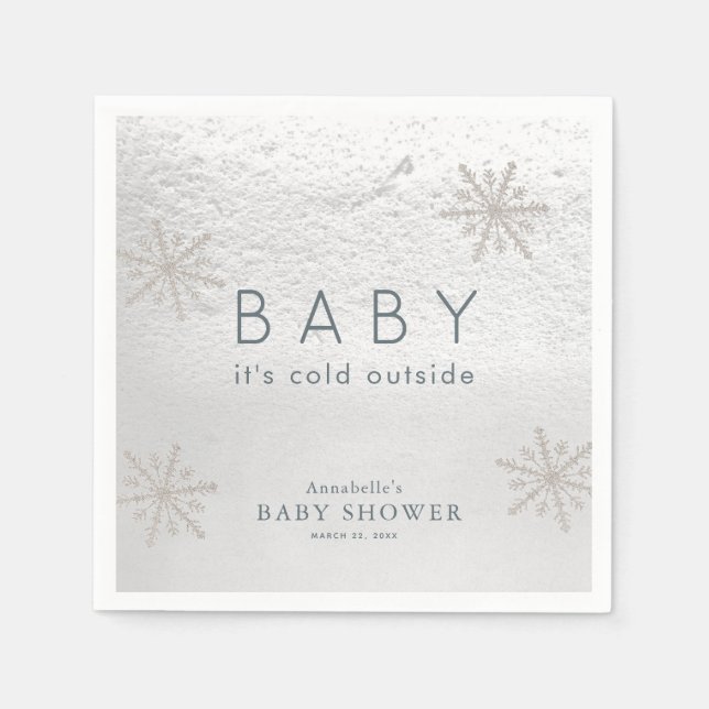 Guardanapo De Papel Chá de fraldas Silver Snowflakes (Frente)