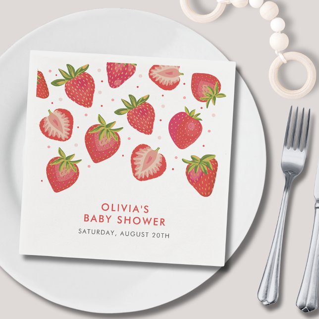 Guardanapo De Papel Chá de fraldas Strawberry Girls (Strawberry Baby Shower Paper Napkin)
