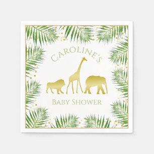 Guardanapo De Papel Chá de fraldas tropical Dourado Safari