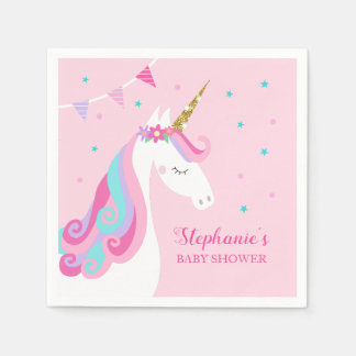 Guardanapo De Papel Chá de fraldas Unicorn rosa personalizado