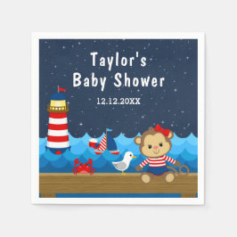 Guardanapo De Papel Chá de fraldas Vermelho e Marinho de Macaco Menina