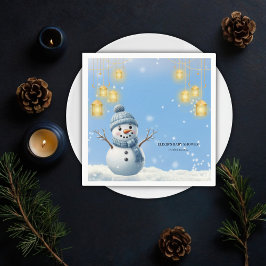 Guardanapo De Papel Chá de fraldas Whimsical Blue Elegant Winter Snowm